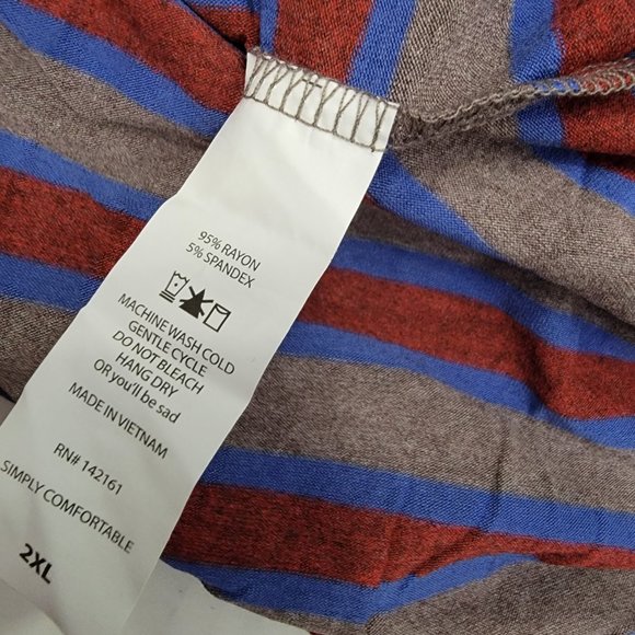 New w tags Randy LuLaRoe Size XXL 2XL Longer Gray Stripe Red Blue w Solid Sleeve - Picture 8 of 8